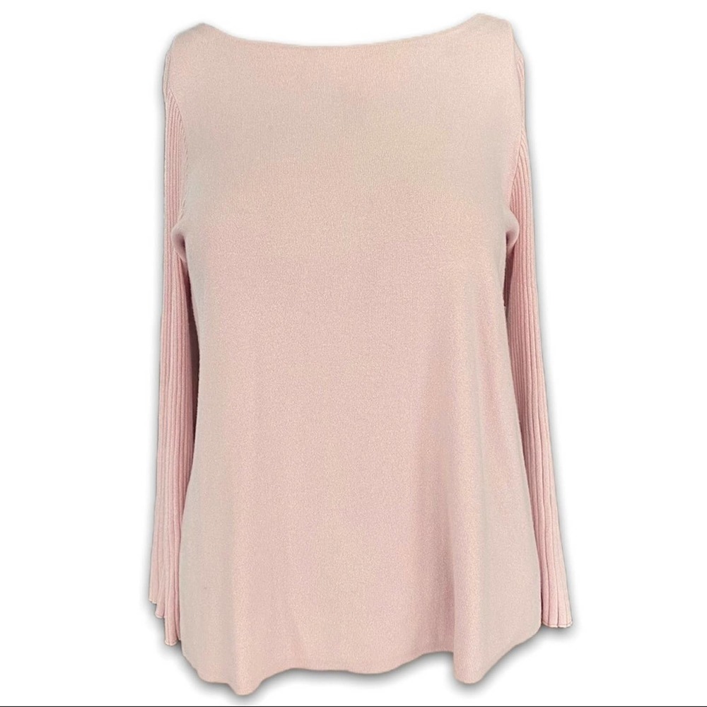 Ann Taylor Bell Sleeve Knit Blouse Pastel Pink Women's Size Large L